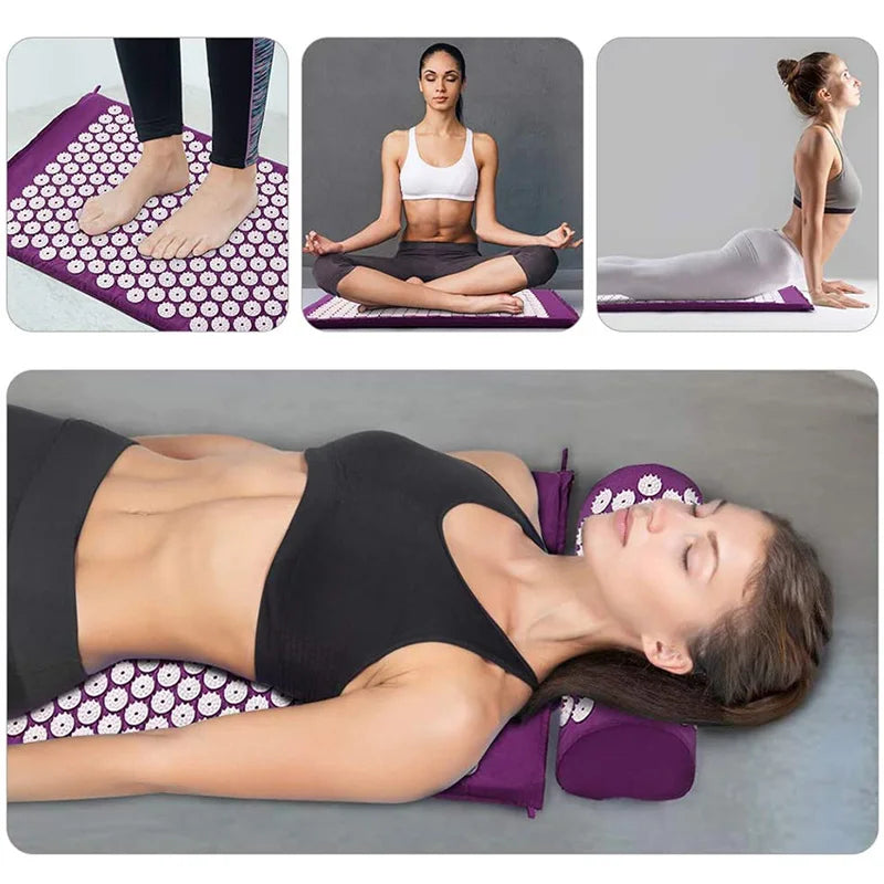 Acupressure Massage Mat & Pillow Set for Neck, Back & Foot Therapy