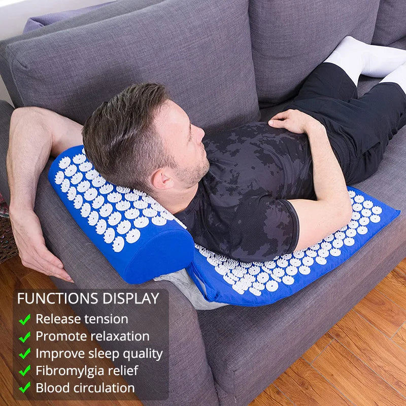 Acupressure Massage Mat & Pillow Set for Neck, Back & Foot Therapy