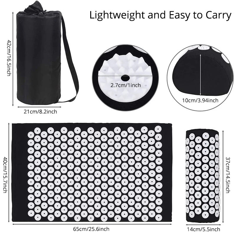 Acupressure Massage Mat & Pillow Set for Neck, Back & Foot Therapy