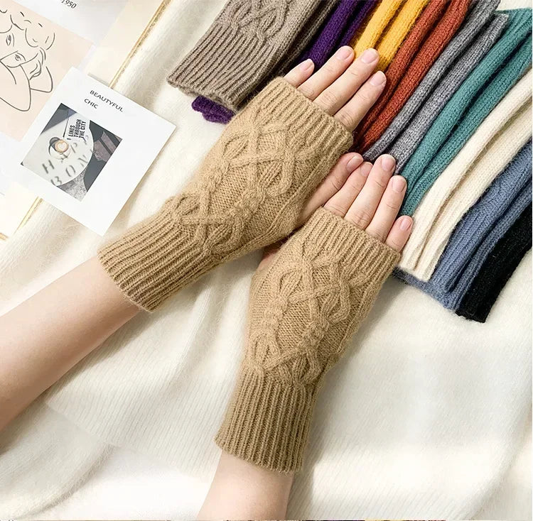 Cozy Knit Half Finger Gloves