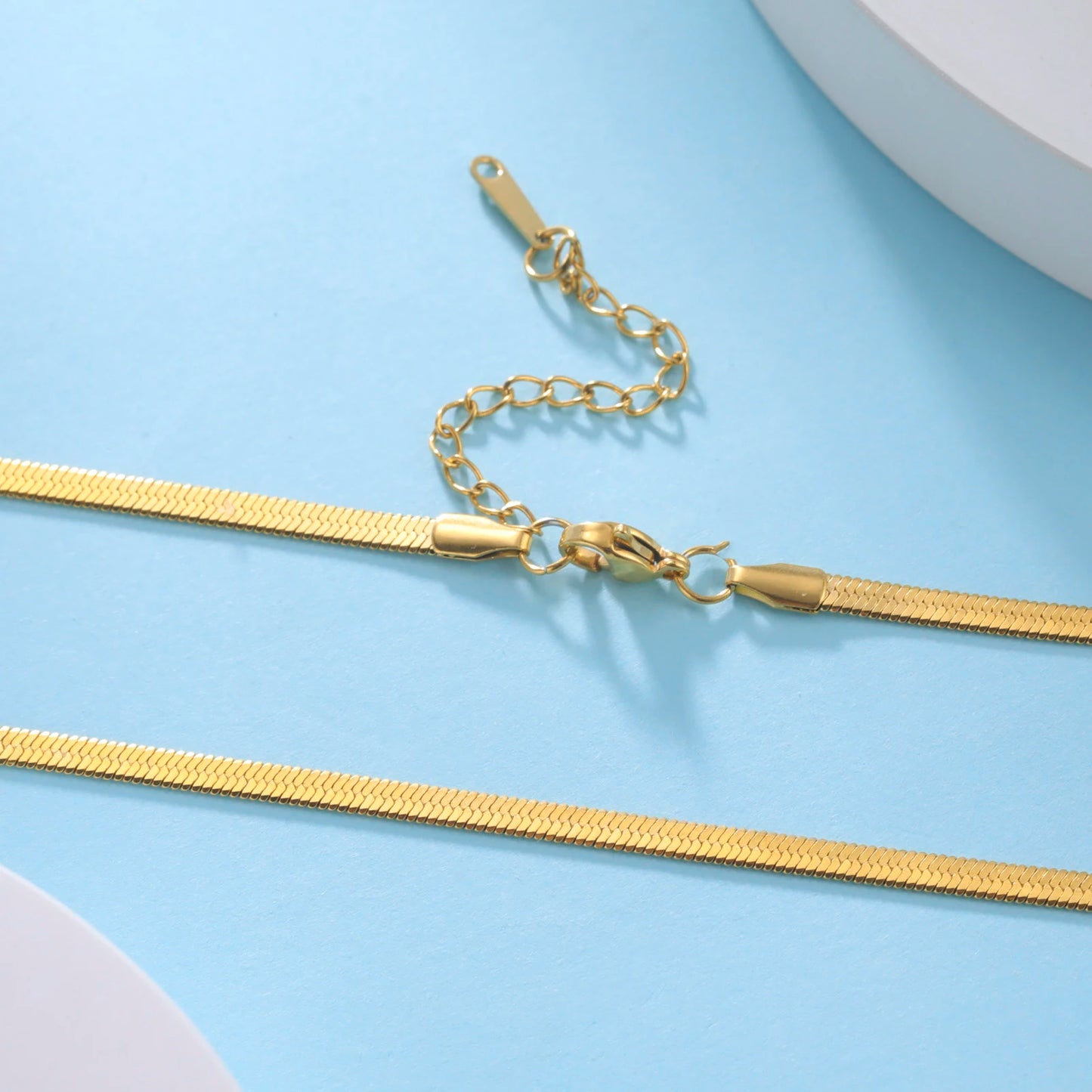 Gold Herringbone Snake Chain Necklace