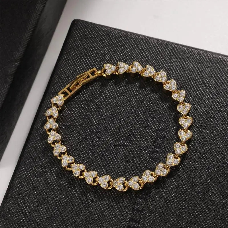 UILZ Luxury Roman Crystal Geometric Chain Bracelets For Women Trendy Goth Full Rhinestone Charm Bangles Wed Jewelry Accessories