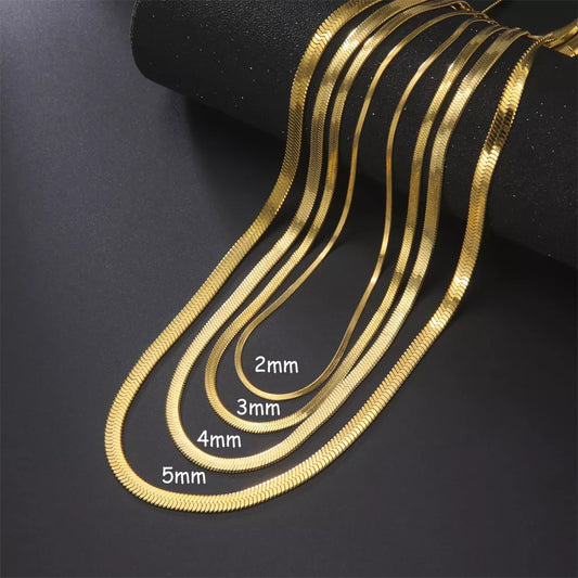 Gold Herringbone Snake Chain Necklace