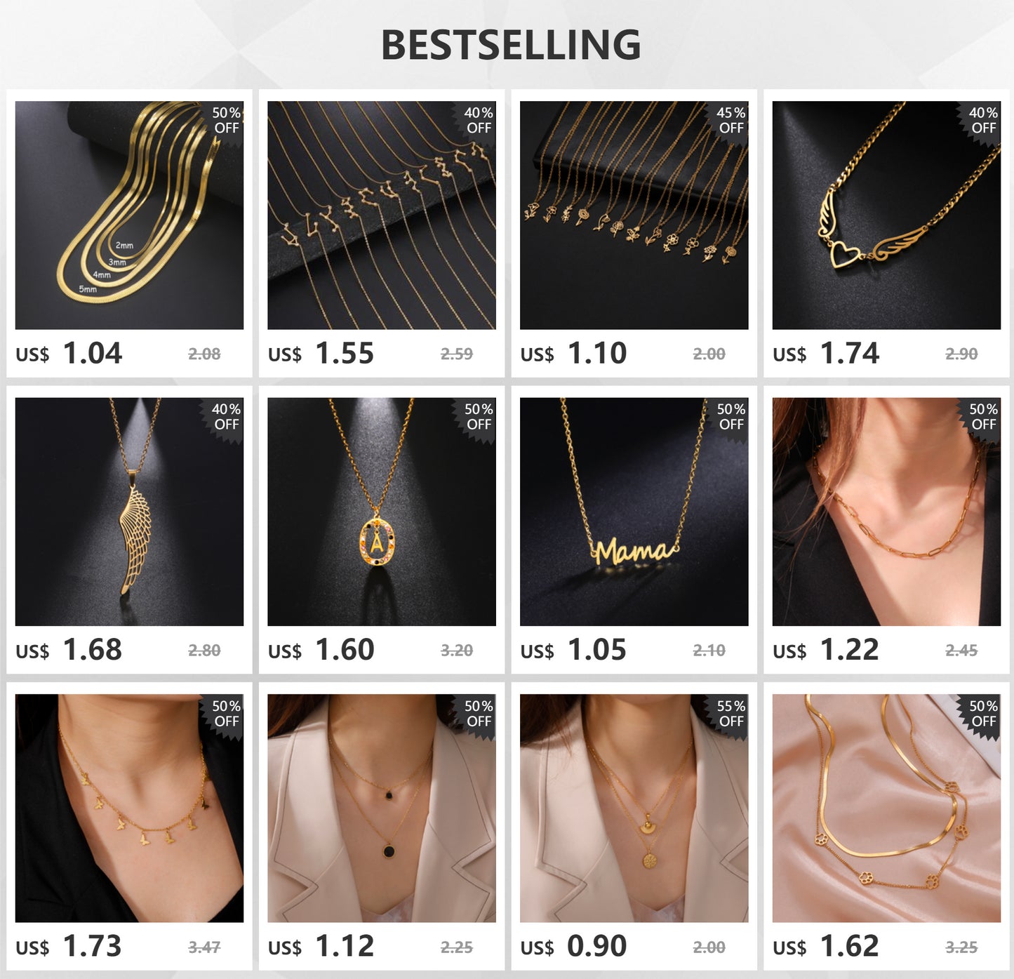 Gold Herringbone Snake Chain Necklace