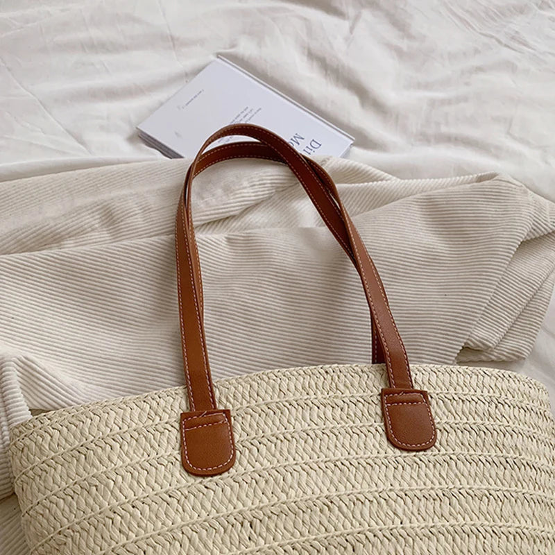 Straw Woven Beach Tote Bag