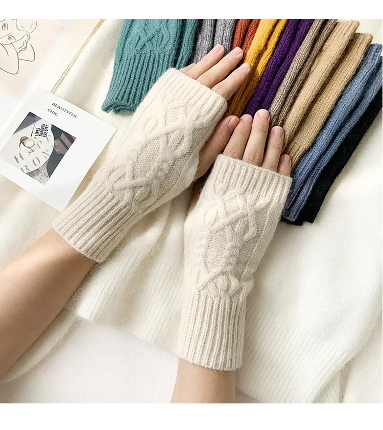 Cozy Knit Half Finger Gloves