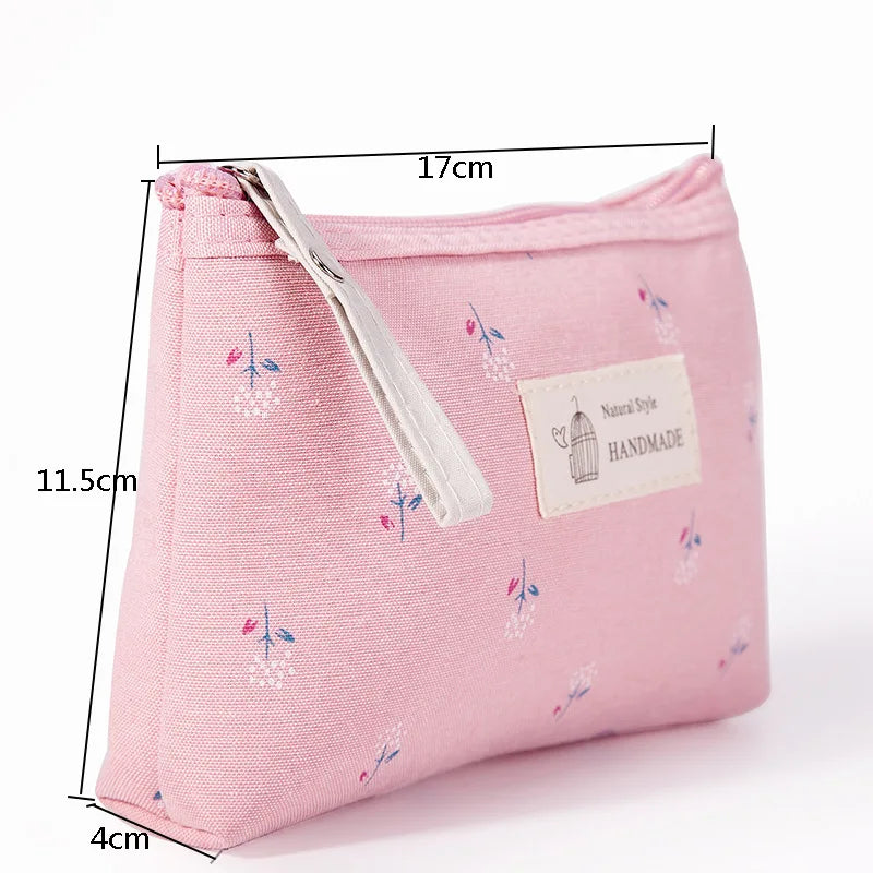 Waterproof Printed Canvas Cosmetic Bag – Portable Multifunctional Toiletry & Pencil Case