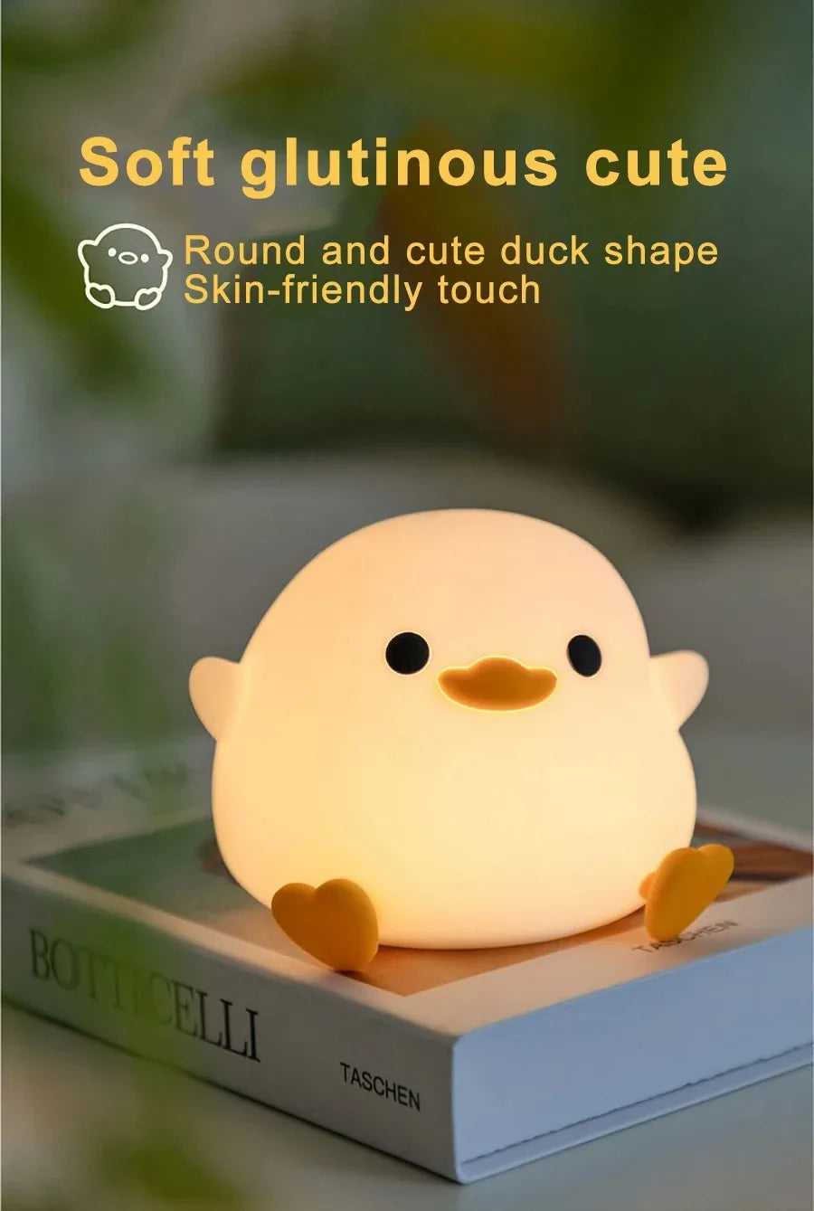 LED Night Light Cute Duck Cartoon Animals Silicone Lamp for Children Kid Touch Sensor Timing USB Rechargeable for Birthday Gifts