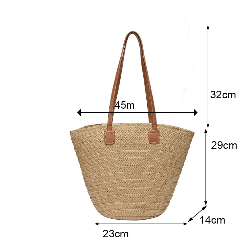 Straw Woven Beach Tote Bag