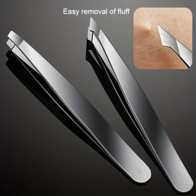 4Pcs Precision Stainless Steel Tweezers – Professional Tools for Perfect Eyebrow Shaping & Facial Hair Removal