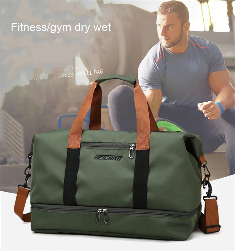 Travel Gym Bag Portable Fitness Duffle Shoulder Crossbody Weekender Bag