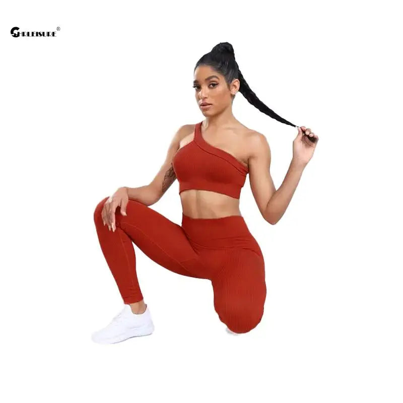 CHRLEISURE Seamless Rib Yoga Set - Workout Leggings & Bra