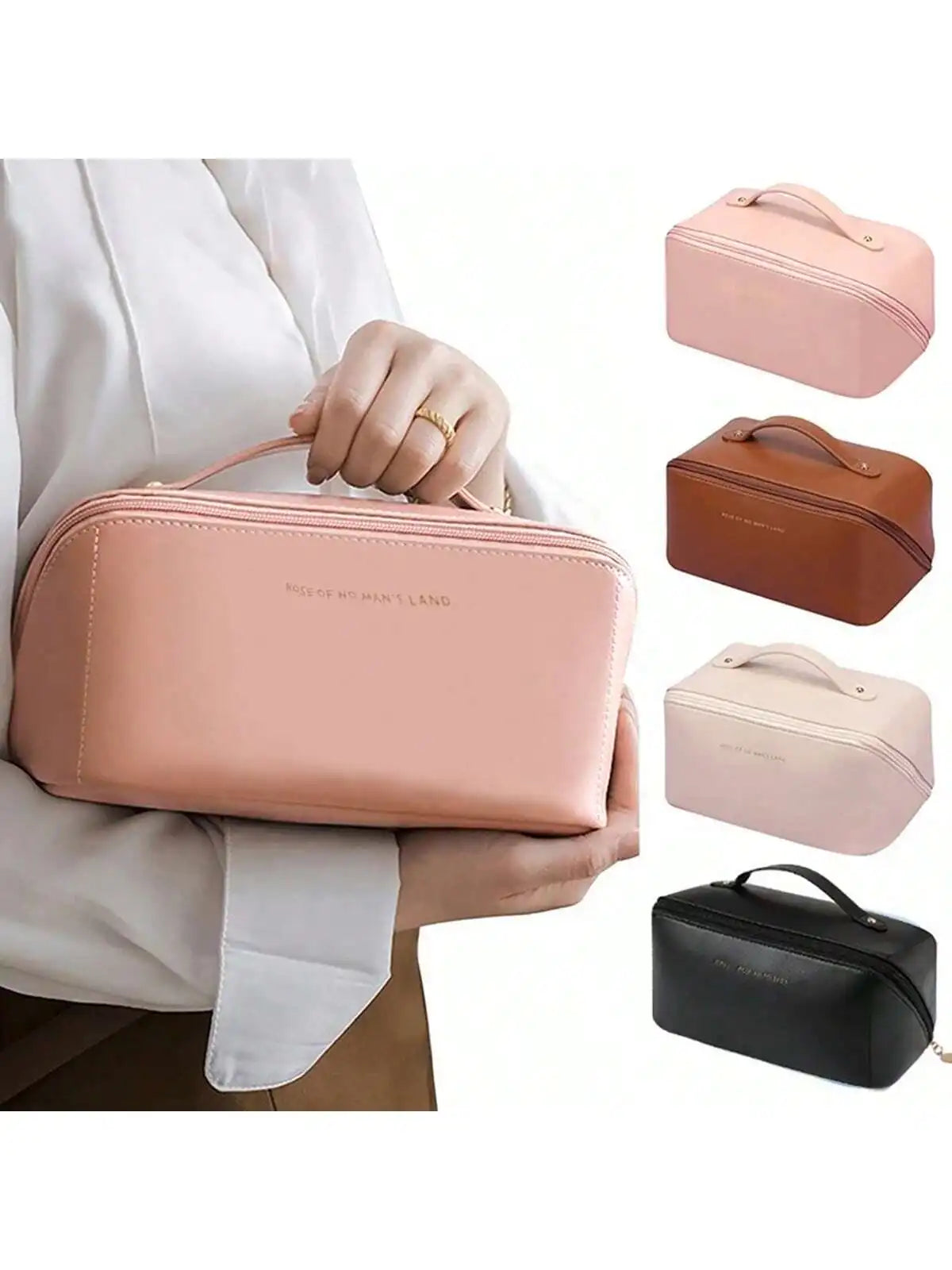 Large PU Leather Travel Cosmetic Bag – High-Capacity Makeup Organizer for Women