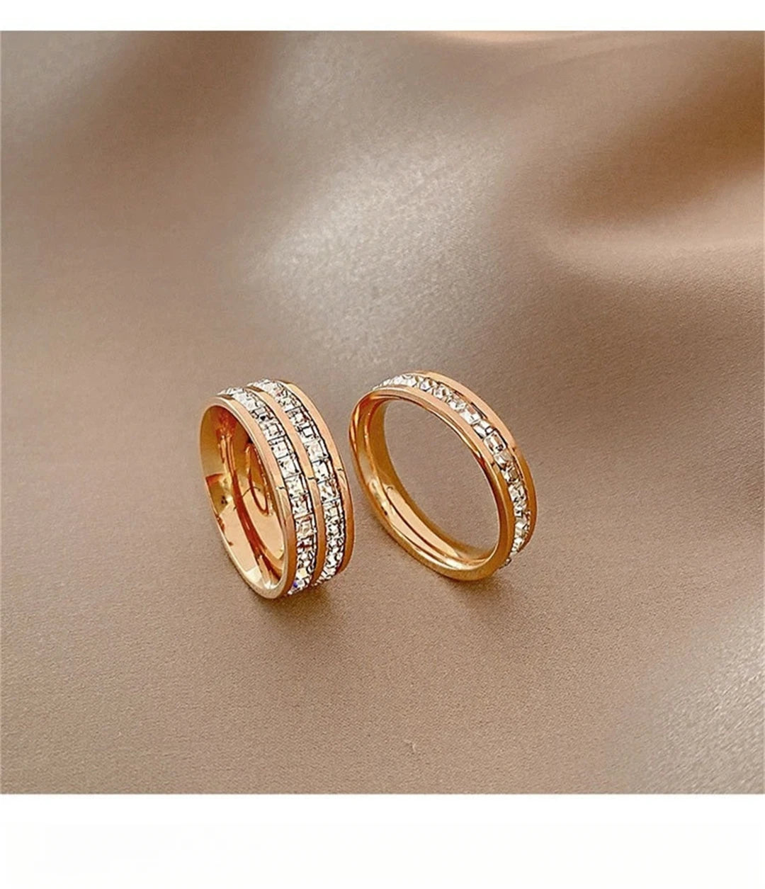 Rose Gold Double Row Zircon Ring