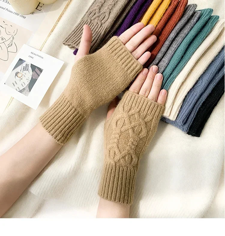 Cozy Knit Half Finger Gloves