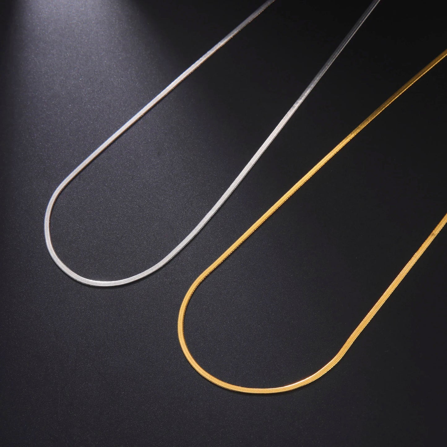 Gold Herringbone Snake Chain Necklace