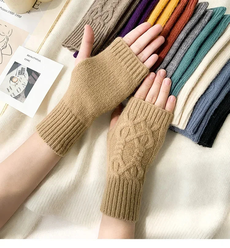 Cozy Knit Half Finger Gloves