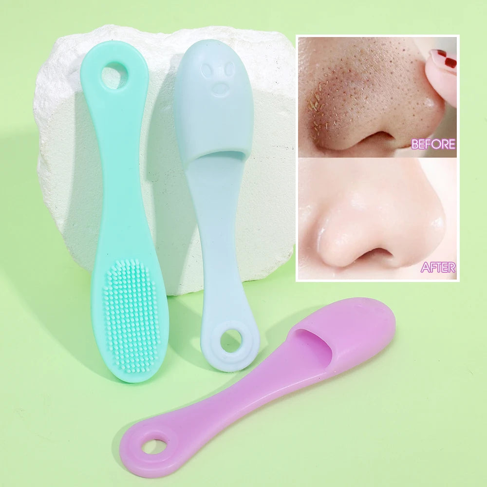 Silicone Nose Brush | Portable Double-Sided Facial Pore Cleaner & Blackhead Massage Tool