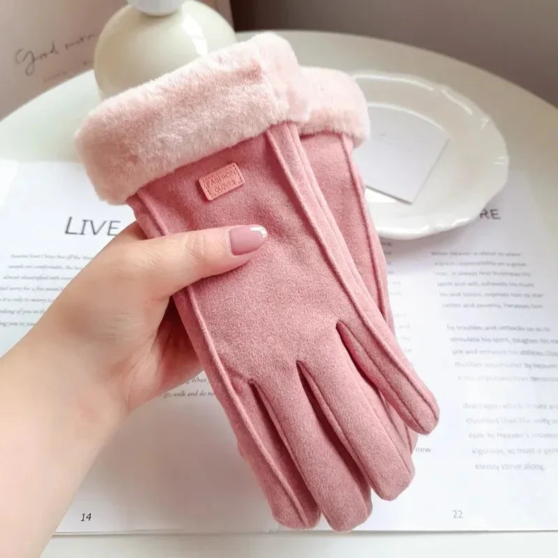 Thick Plush Suede Gloves