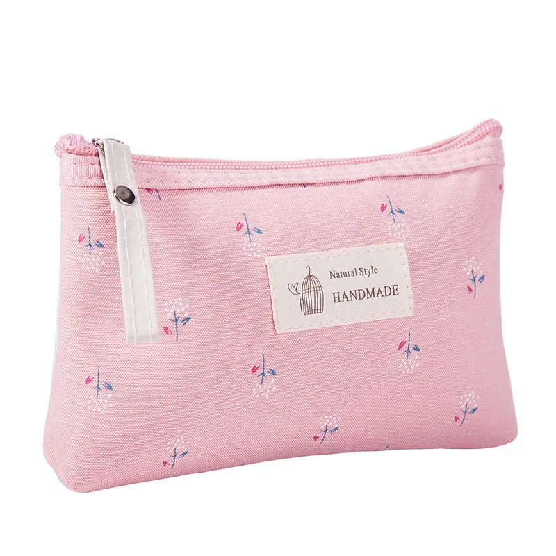 Waterproof Printed Canvas Cosmetic Bag – Portable Multifunctional Toiletry & Pencil Case