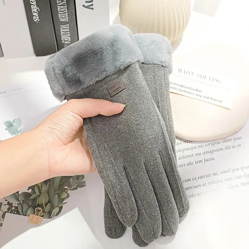 Thick Plush Suede Gloves