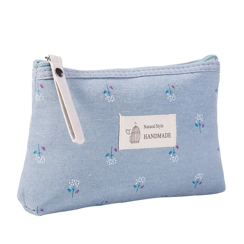 Waterproof Printed Canvas Cosmetic Bag – Portable Multifunctional Toiletry & Pencil Case