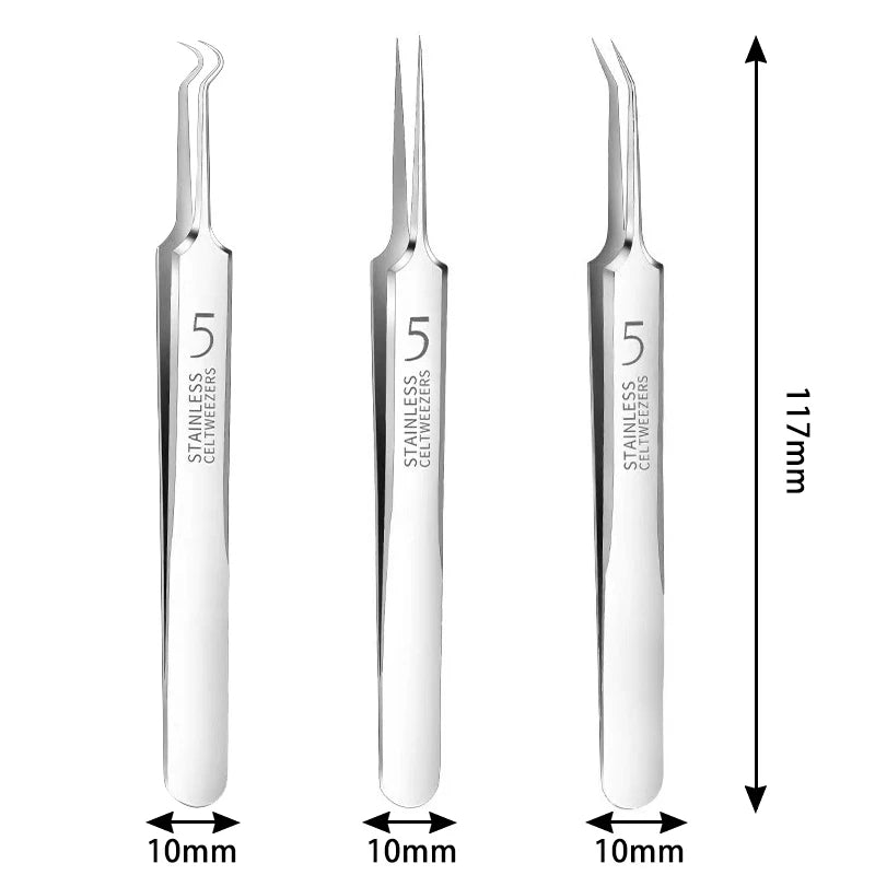 German Ultra-Fine No. 5 Blackhead & Pimple Tweezers – Professional Acne Removal Tool for Beauty Salons