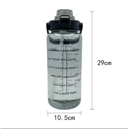 2L Portable Water Bottle with Straw & Time Marker – Ideal Hydration Solution for Outdoor Sports & Fitness