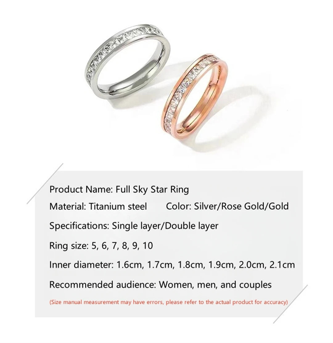 Rose Gold Double Row Zircon Ring