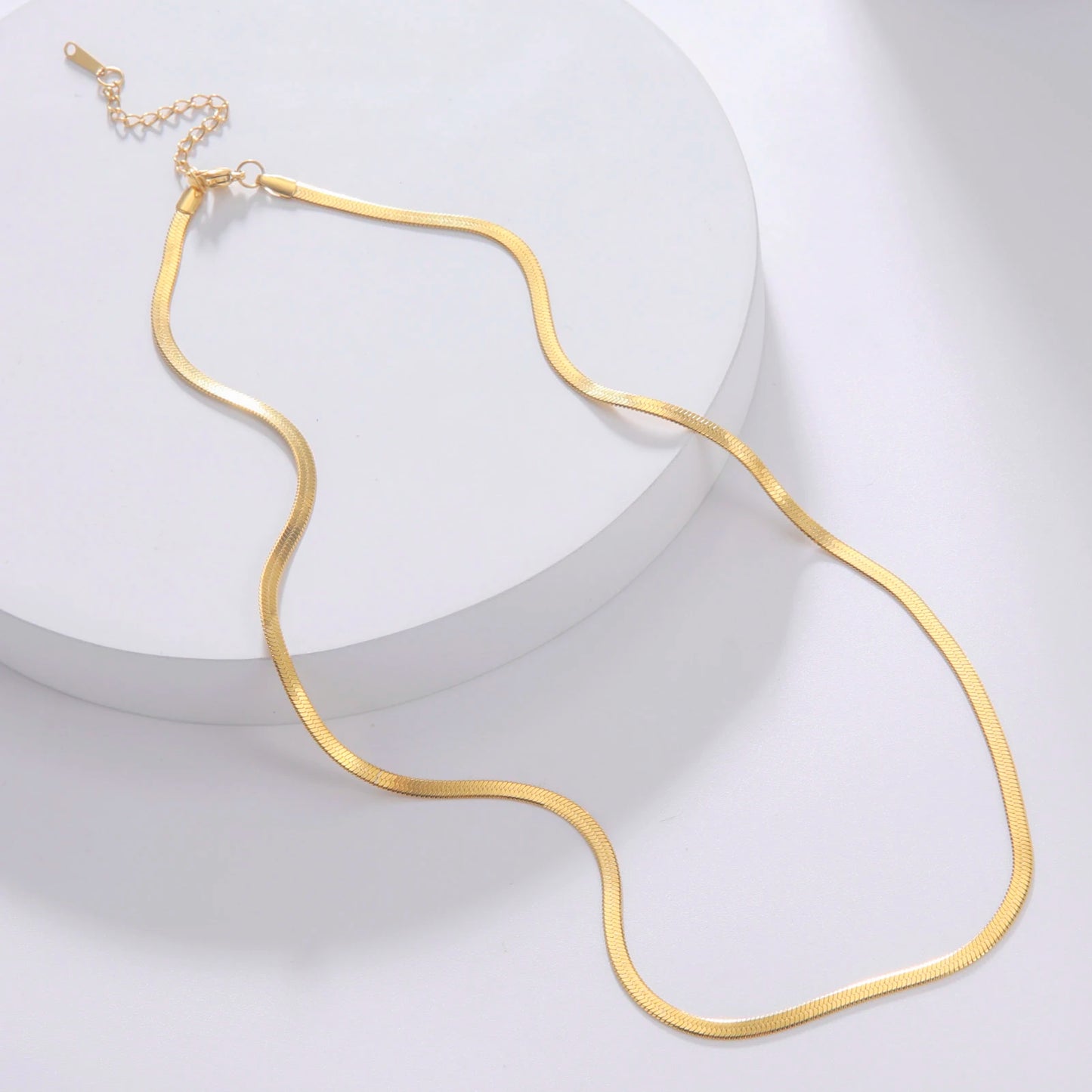 Gold Herringbone Snake Chain Necklace