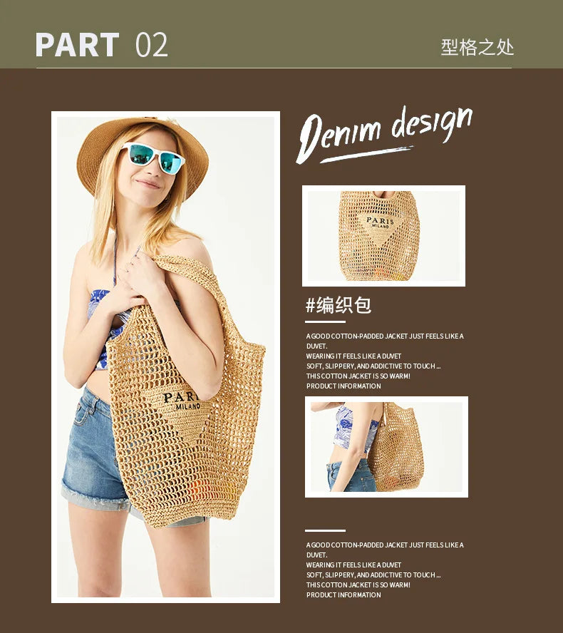 Casual Hollow Straw Tote Bag for Women (2024)