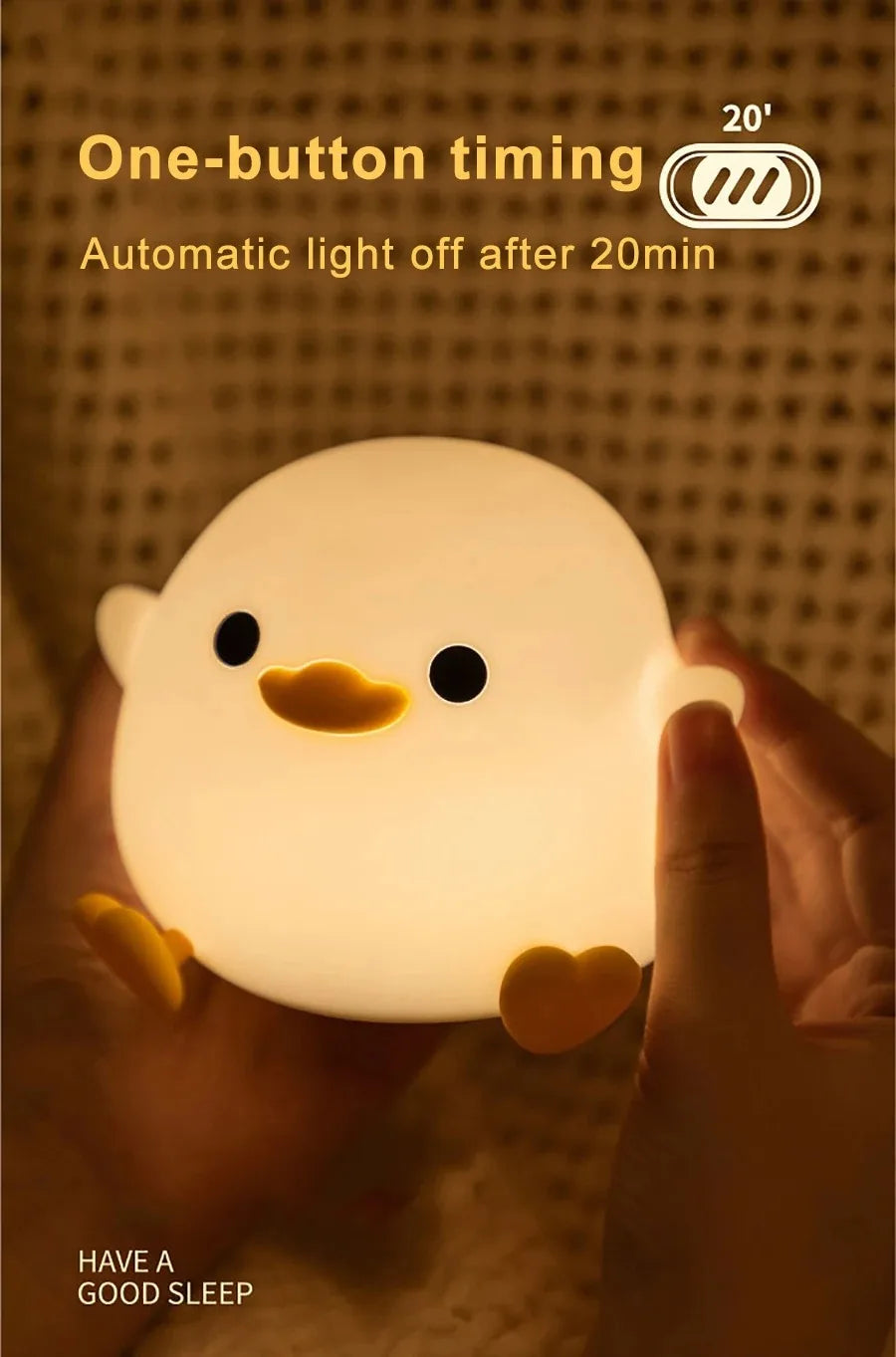 LED Night Light Cute Duck Cartoon Animals Silicone Lamp for Children Kid Touch Sensor Timing USB Rechargeable for Birthday Gifts