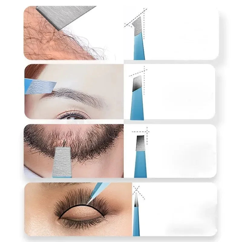 Colorful Stainless Steel Slanted Eyebrow Tweezers – Precision Hair Removal Beauty Tool