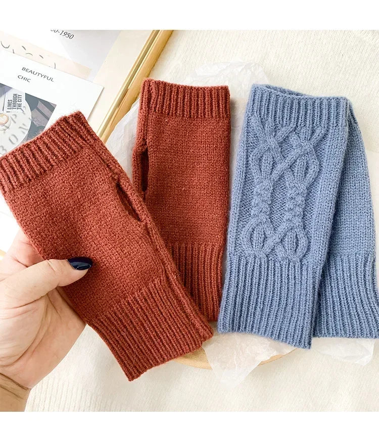 Cozy Knit Half Finger Gloves