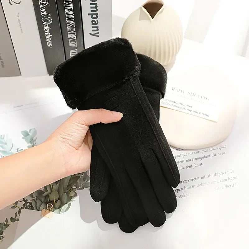 Thick Plush Suede Gloves