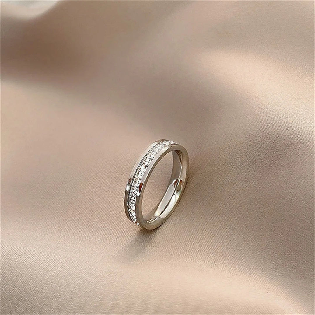 Rose Gold Double Row Zircon Ring