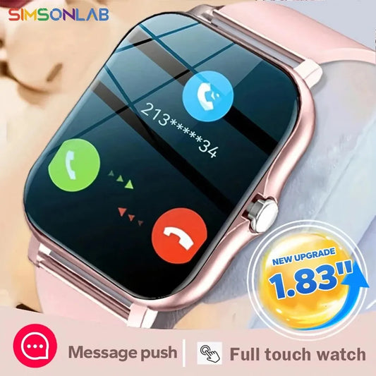 New SmartWatch 1.83" Big Color Screen Full Touch Custom Dial Smart Watch Bluetooth Call with App Support Smart Watch Women Men