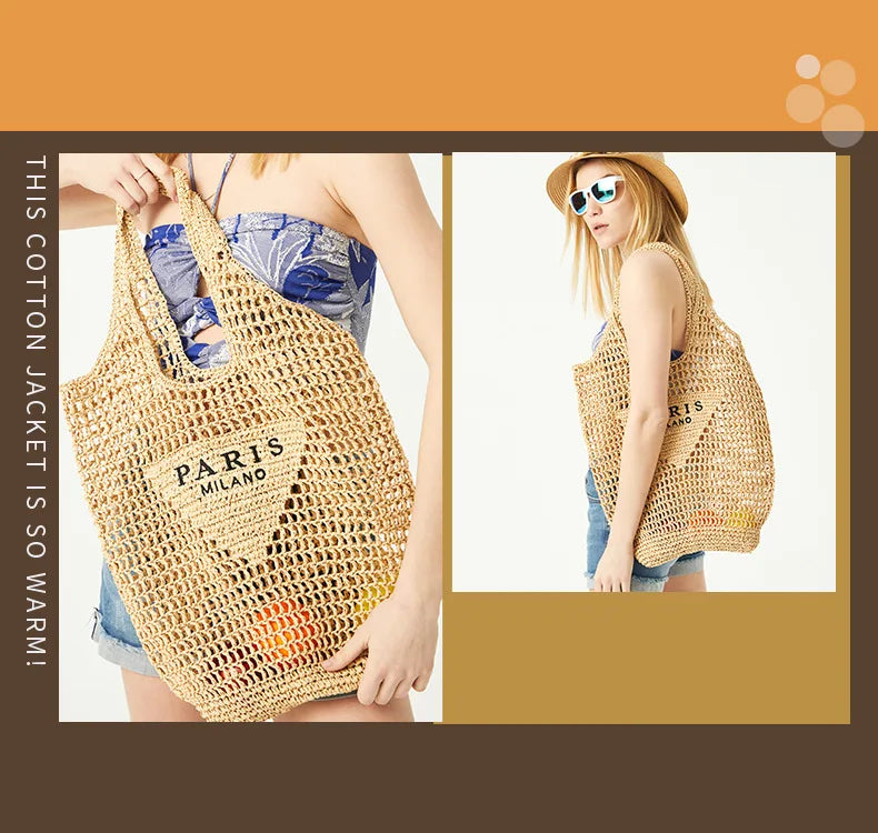 Casual Hollow Straw Tote Bag for Women (2024)