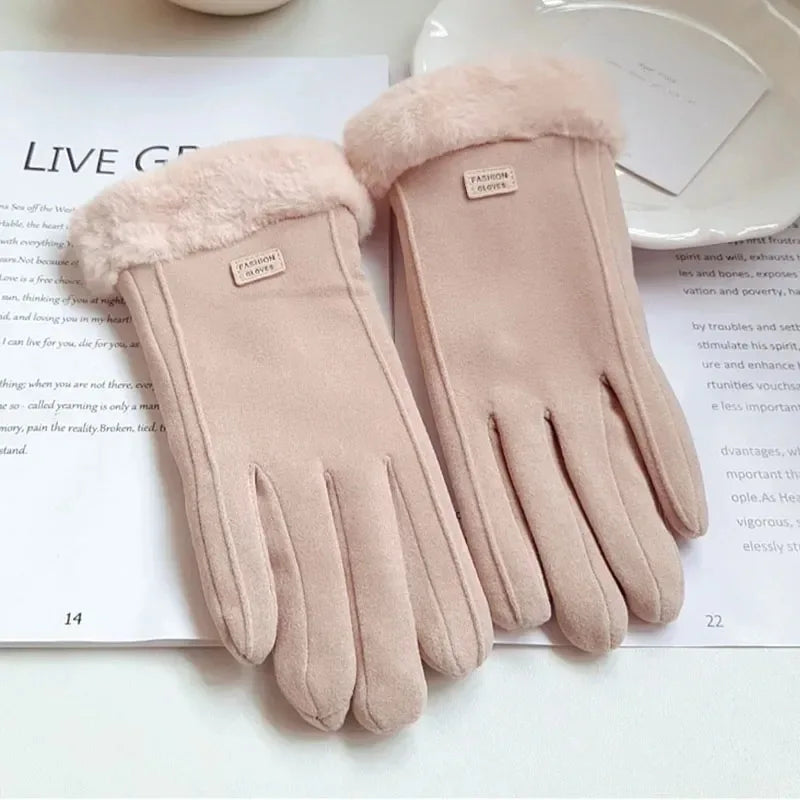 Thick Plush Suede Gloves