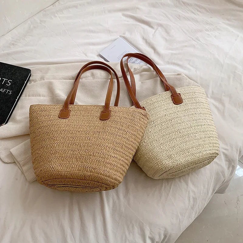 Straw Woven Beach Tote Bag