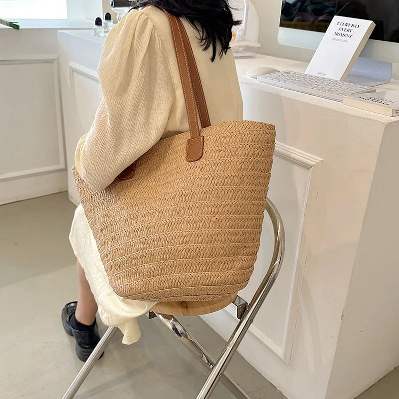 Straw Woven Beach Tote Bag