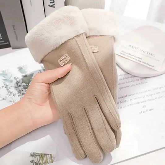 Thick Plush Suede Gloves