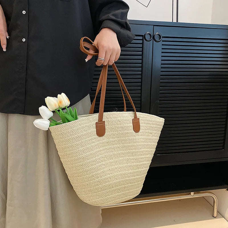 Straw Woven Beach Tote Bag