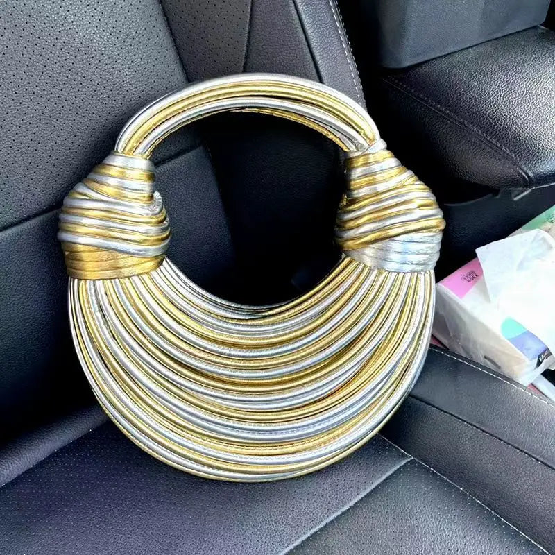 Gold Luxe Handwoven Hobo Bag