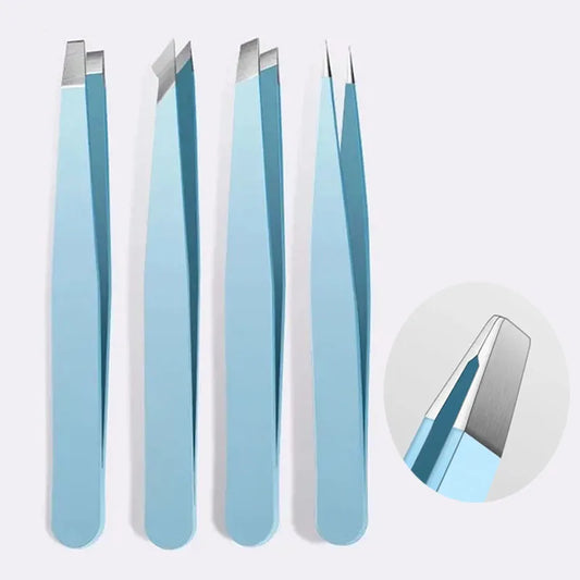 Colorful Stainless Steel Slanted Eyebrow Tweezers – Precision Hair Removal Beauty Tool