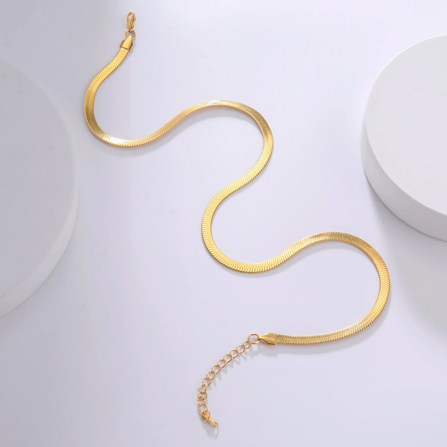 Gold Herringbone Snake Chain Necklace